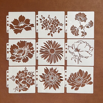 花朵预描花边遮蔽镂空喷花模板