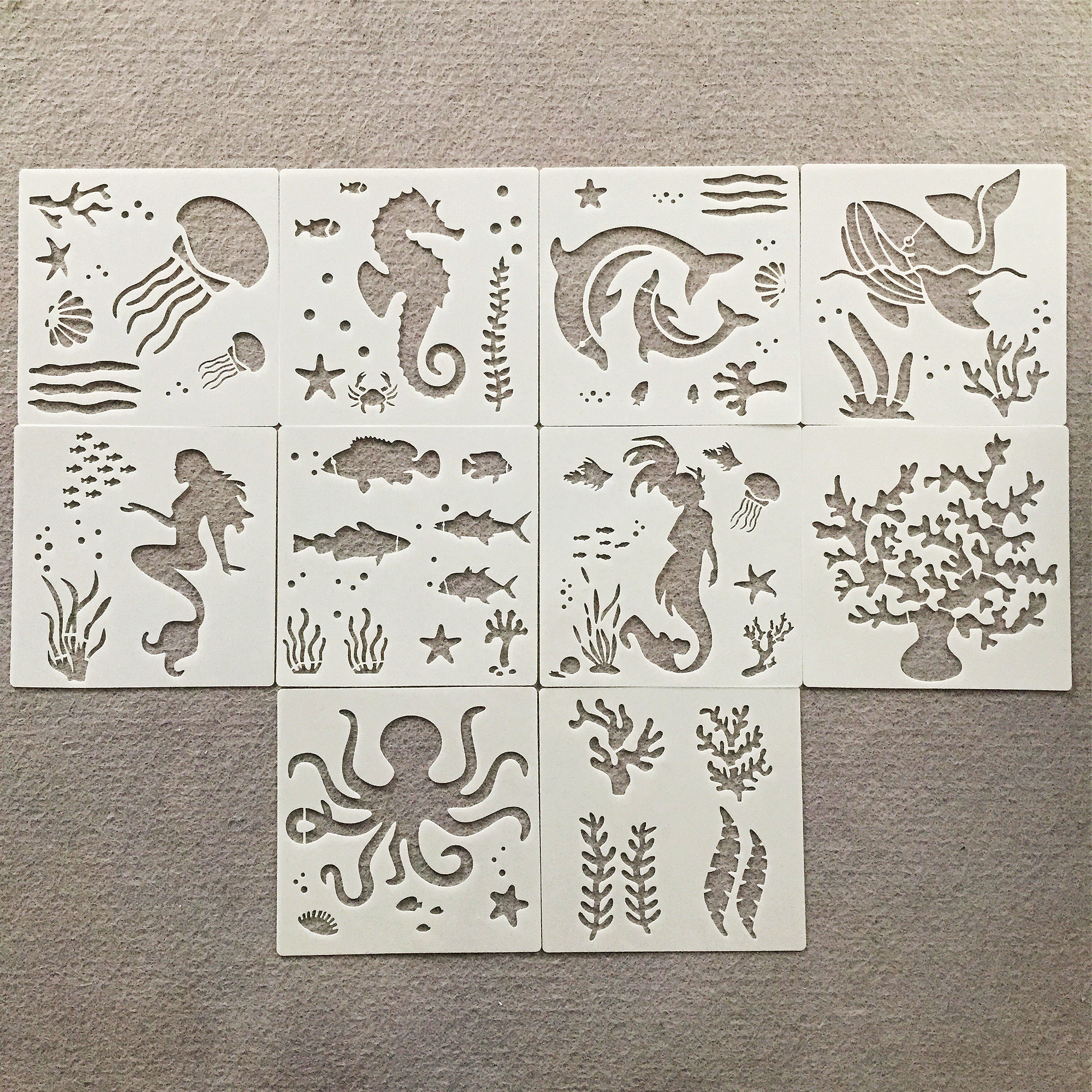 중공 그림 템플릿 바다 테마 템플릿 어린이 템플릿 보조 스프레이 스프레이 마스킹 보드 아트 템플릿 눈금자