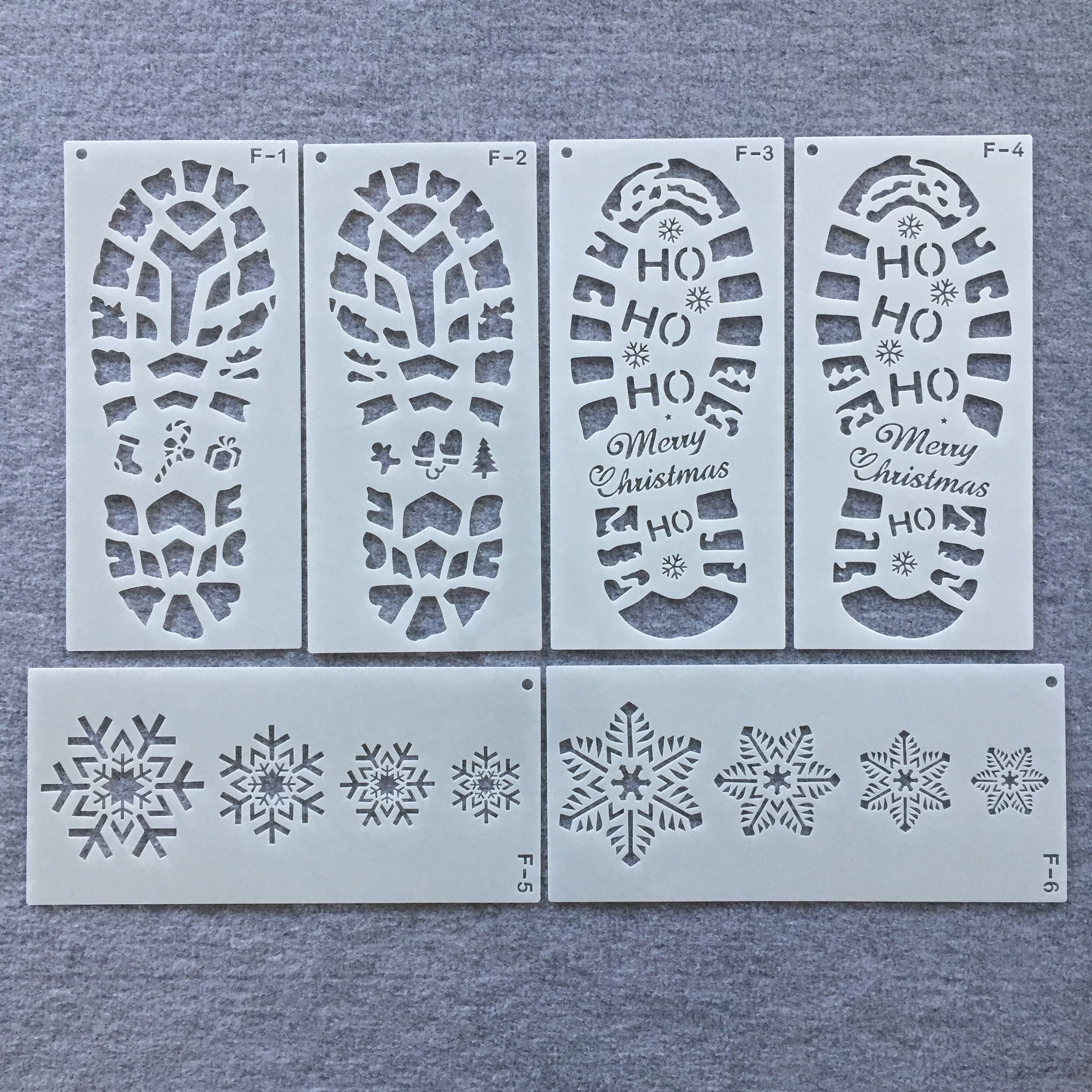 新款圣诞鞋印雪花绘画圣诞老人脚印镂空模板地板墙壁装饰模板尺