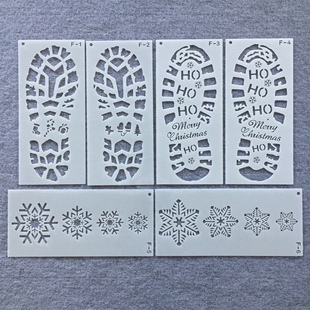 饰模板尺 印雪花绘画圣诞老人脚印镂空模板地板墙壁装 新款 圣诞鞋