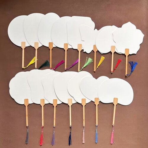 空白绘画漆扇子加厚宣纸团扇
