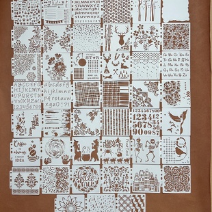 新款创意绘画镂空模板涂鸦儿童学生手帐手抄报画画涂色花边尺B004