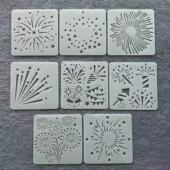 新款 烟花系列涂鸦塑料模板神器花边尺多功能镂空彩绘模具图形画画