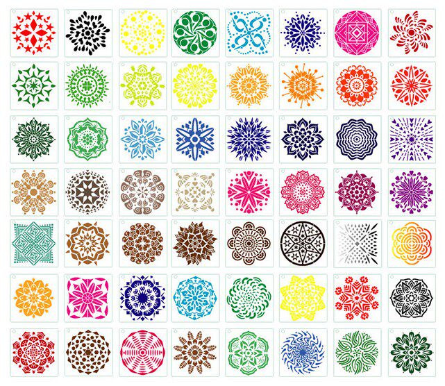 국경을 넘는 새로운 56 만다라 그림 템플릿 만다라 벽화 가구 장식 돌 스프레이 중공 템플릿