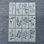 新款 花朵图案彩绘型糊染模板加厚可反复使用蓝染绘画镂空模板