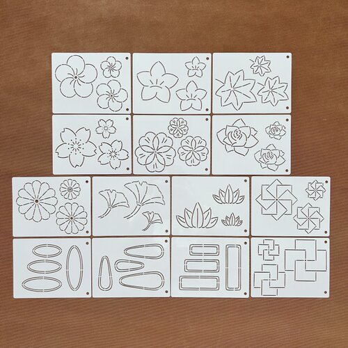 几何花朵镂空手账涂鸦绘画模板尺