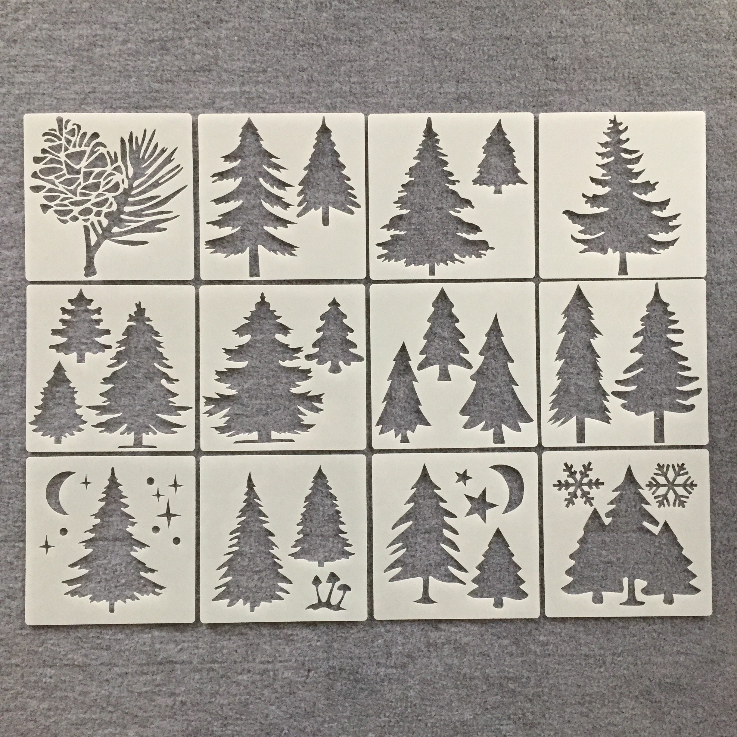 新款涂鸦树圣诞树镂空模板墙绘喷涂可重复使用儿童绘画辅助模板尺