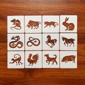 十二生肖动物手账涂鸦镂空迷你小号6cm创意手工绘画工具塑料模板