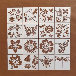 复古植物花卉蝴蝶蜜蜂蜻蜓图案镂空绘画模板手工DIY装饰涂鸦B093
