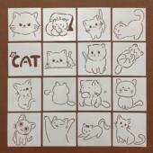 儿童绘画猫咪图形手抄报手账制作镂空模板绘画辅助尺喷漆墙绘模板