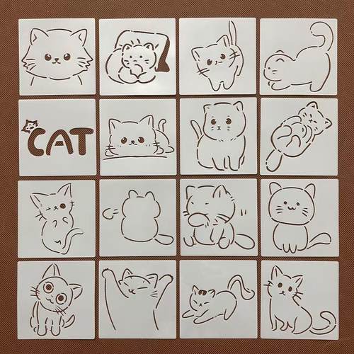 猫咪图形可爱卡通小猫绘画模板