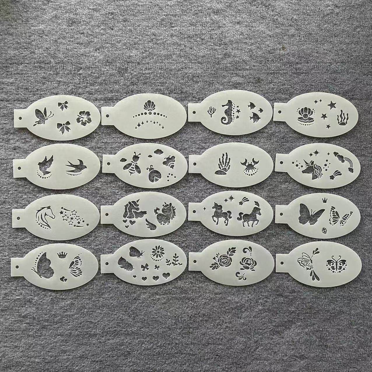 新款面部彩绘儿童卡通模板节日镂空手账绘画板纹身贴塑料脸绘模板