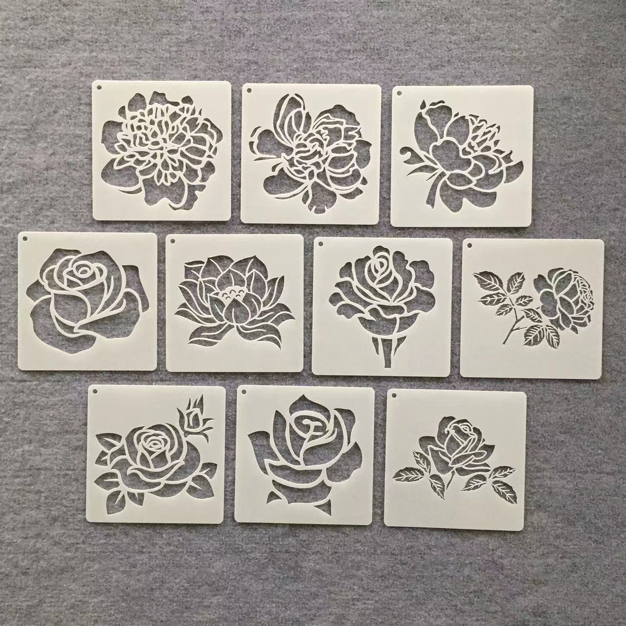 绘画喷绘模板玫瑰花野花绘画