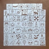 万圣节节日图形儿童脸绘模具镂空手抄报手绘画涂鸦手帐辅助模板尺