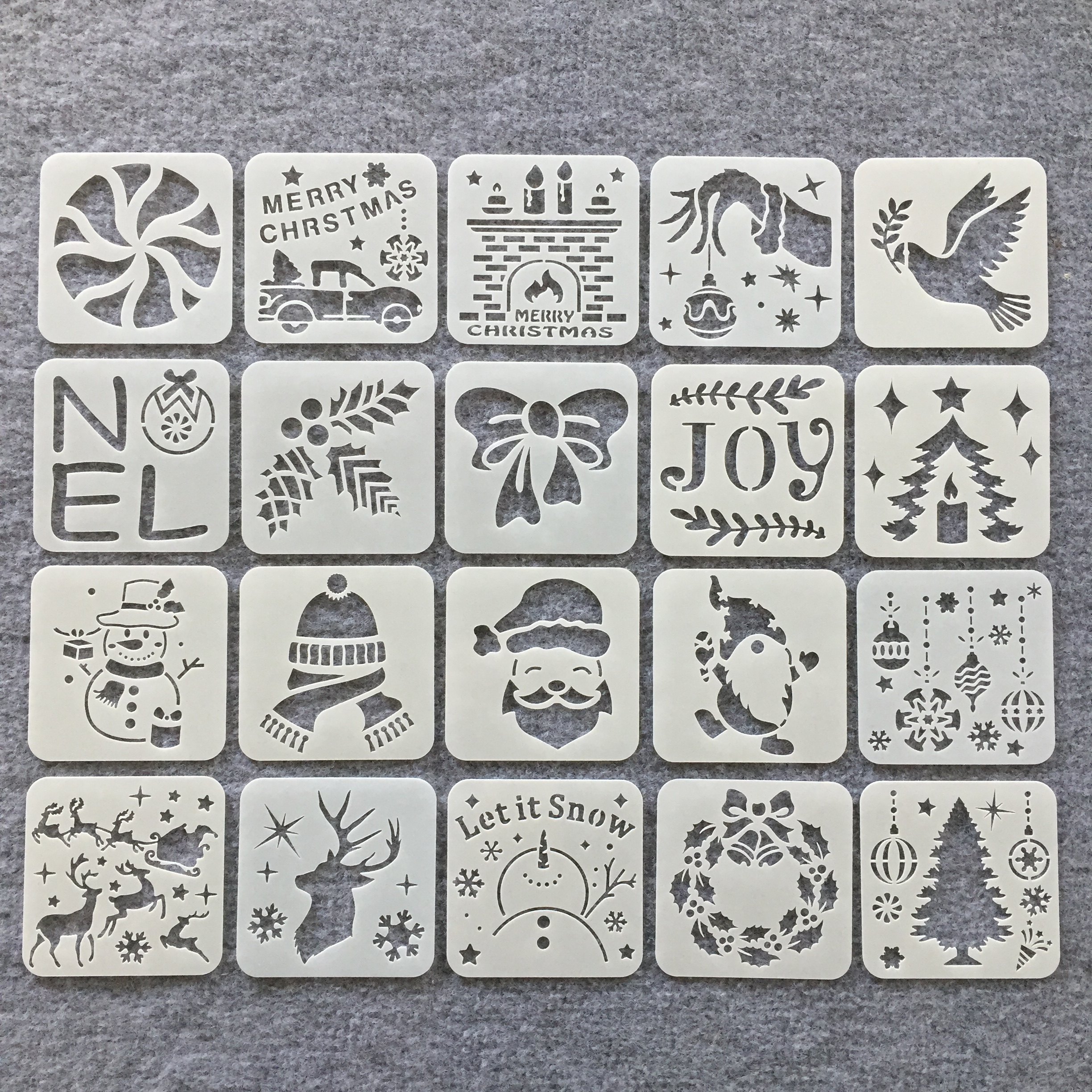 新款小号圣诞节贺卡儿童绘画手工涂鸦辅助镂空绘图绘画模板尺