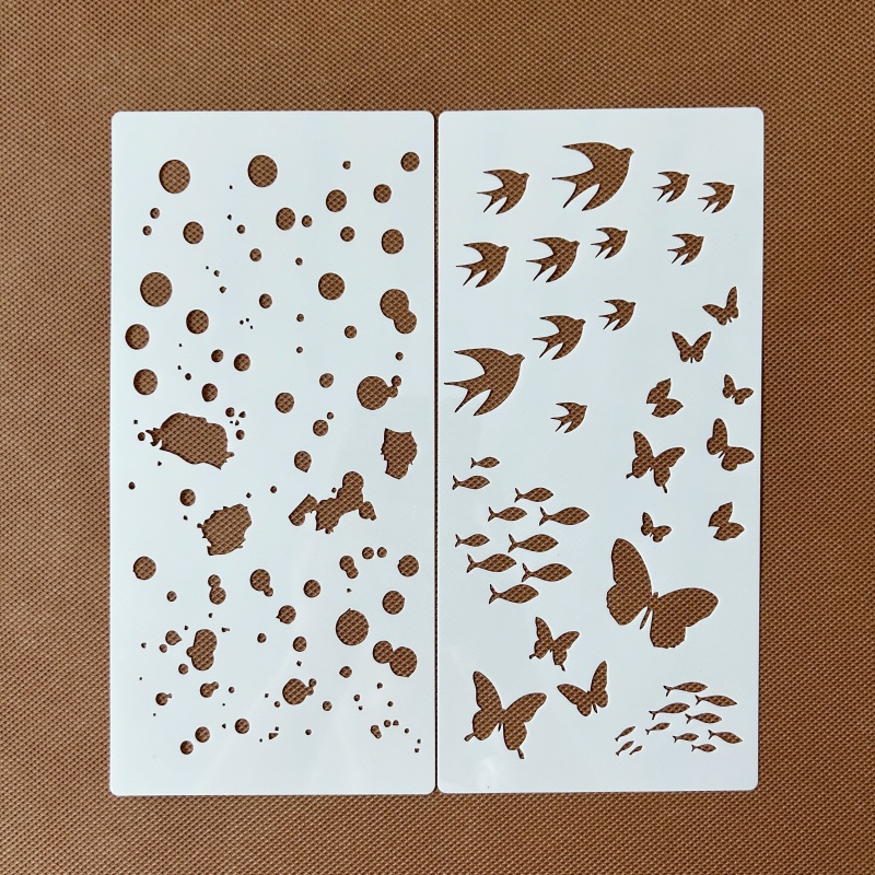 新款群鱼蝴蝶飞鸟图案绘画模板尺