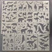 A4长颈鹿剪影镂空绘画尺水彩画创意动物缕空小学生手抄报模板套装