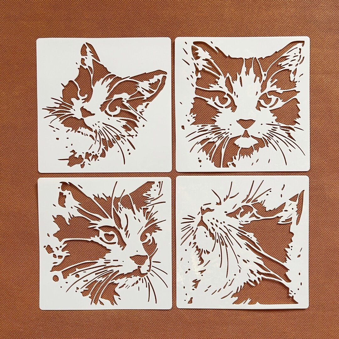 猫咪头像图案镂空绘画模板手工DIY装饰涂鸦手账墙绘喷漆拓印素材
