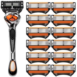 2025新品 手动剃须刀头 吉俐锋六层刮胡刀不锈钢6层刀片通用5层男士