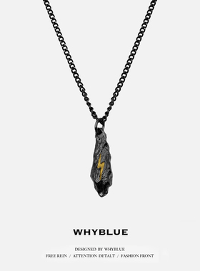 WHYBLUE 不规则菱形许愿石项链男女生复古情侣吊坠高级寓意毛衣链