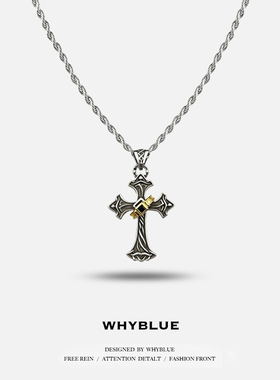 WHYBLUE 小众设计十字架项链男复古辣妹毛衣链长款颈链复古街头潮