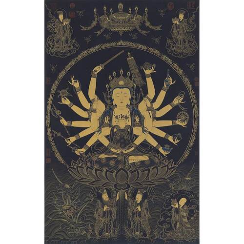 名画高清原大复制明代准提菩萨像国画佛像平安艺术微喷字画装饰画