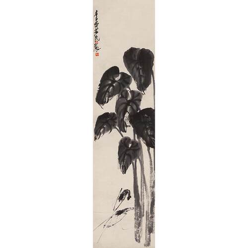 名画复制齐白石茨菇图国画写意水墨画虾图艺术微喷名家字画装饰画