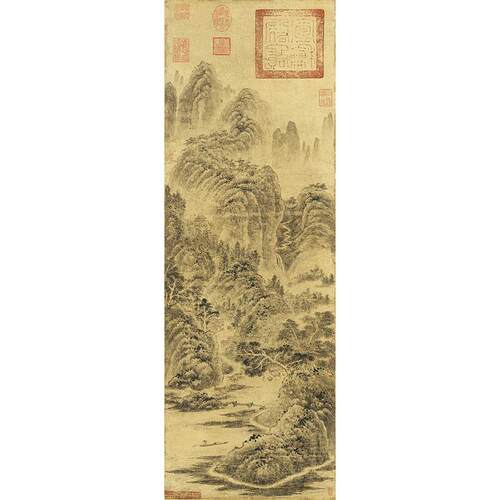 传世名画高清复制五代巨然富春山图国画山水画艺术微喷字画装饰画