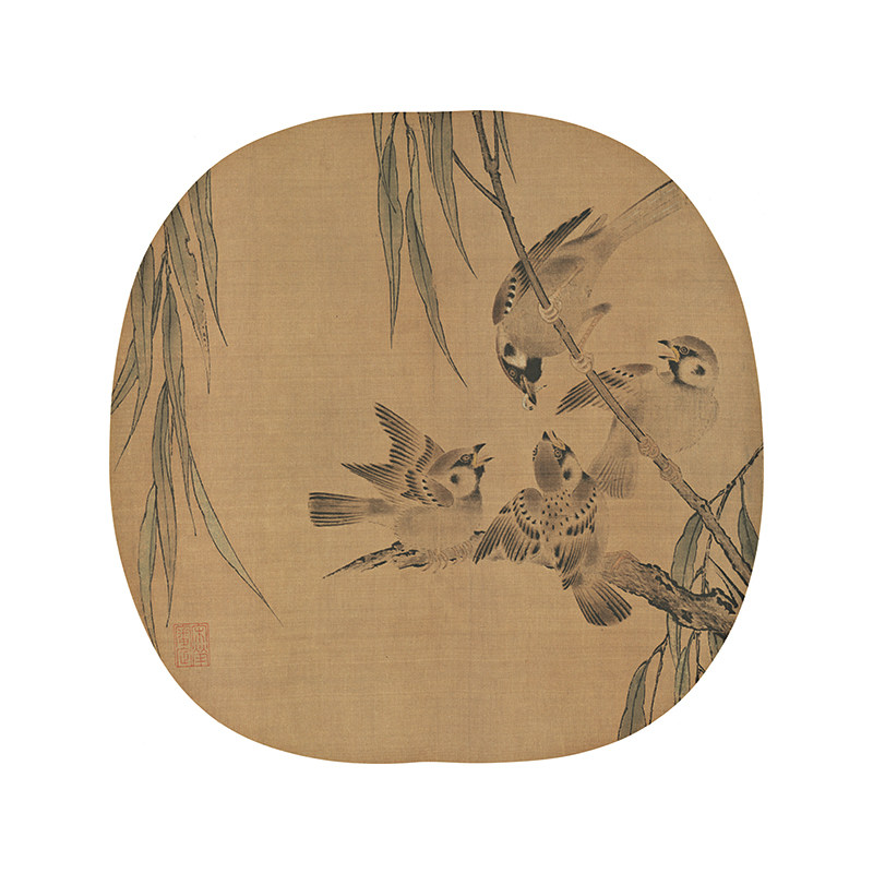 名画复制品名家作品宋画小品杨柳乳雀图国画艺术微喷挂画装饰画