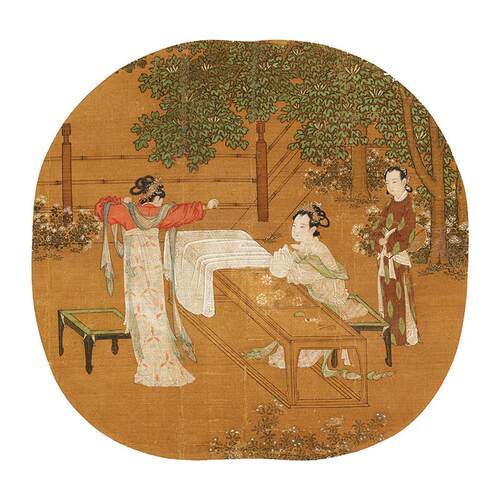 名画复制品宋画小品刘松年宫女图工笔画国画艺术微喷临摹装饰画