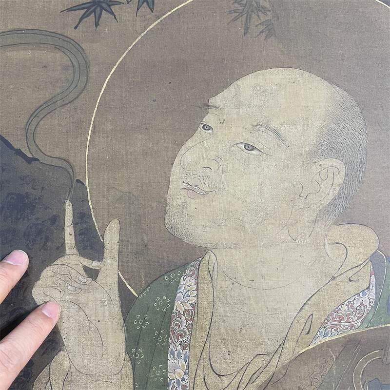 明代 郑重 一指华严图青绿描金设色工笔人物佛画高清微喷复制挂画