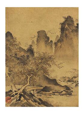 名画复制品宋画秋水枫桥图写意水墨山水画国画艺术微喷临摹装饰画