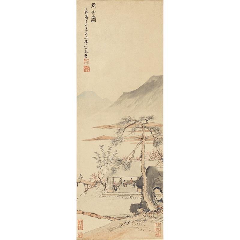 名画复制文征明侄文伯仁元会图国画园林山水画微喷教学临摹装饰画