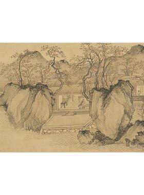 原大复制唐寅唐伯虎双鉴行窝图并记国画书法艺术微喷字画装饰画