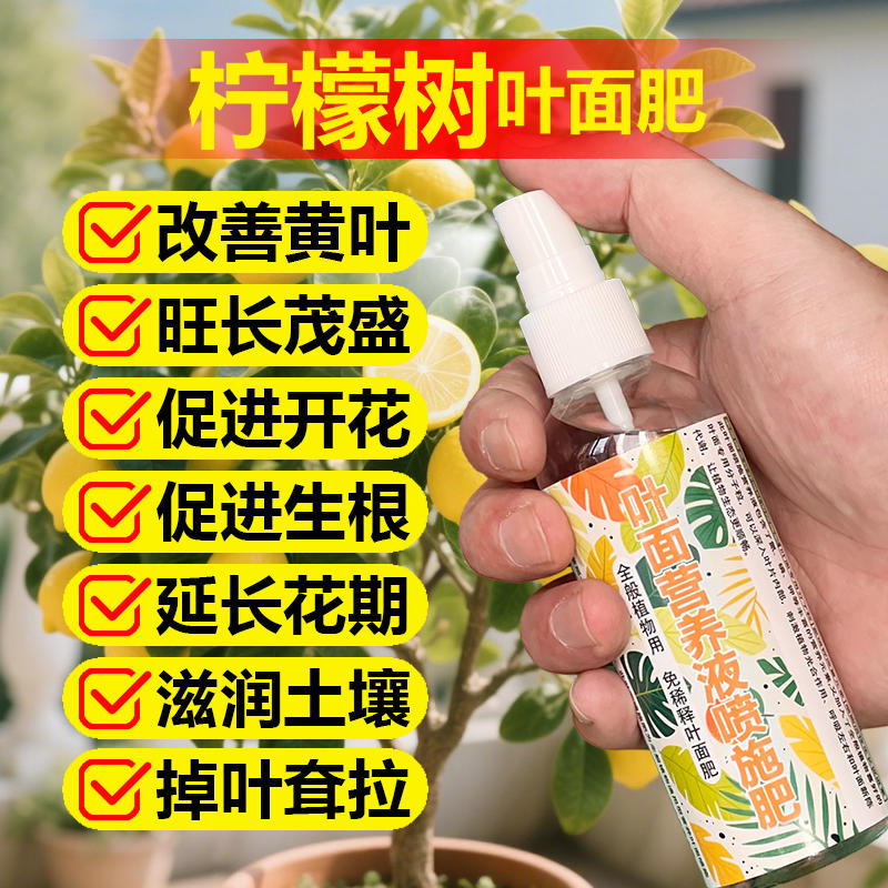 柠檬树专用肥料种植盆栽营养液叶子发黄卷曲干枯边焦叶掉叶面肥料