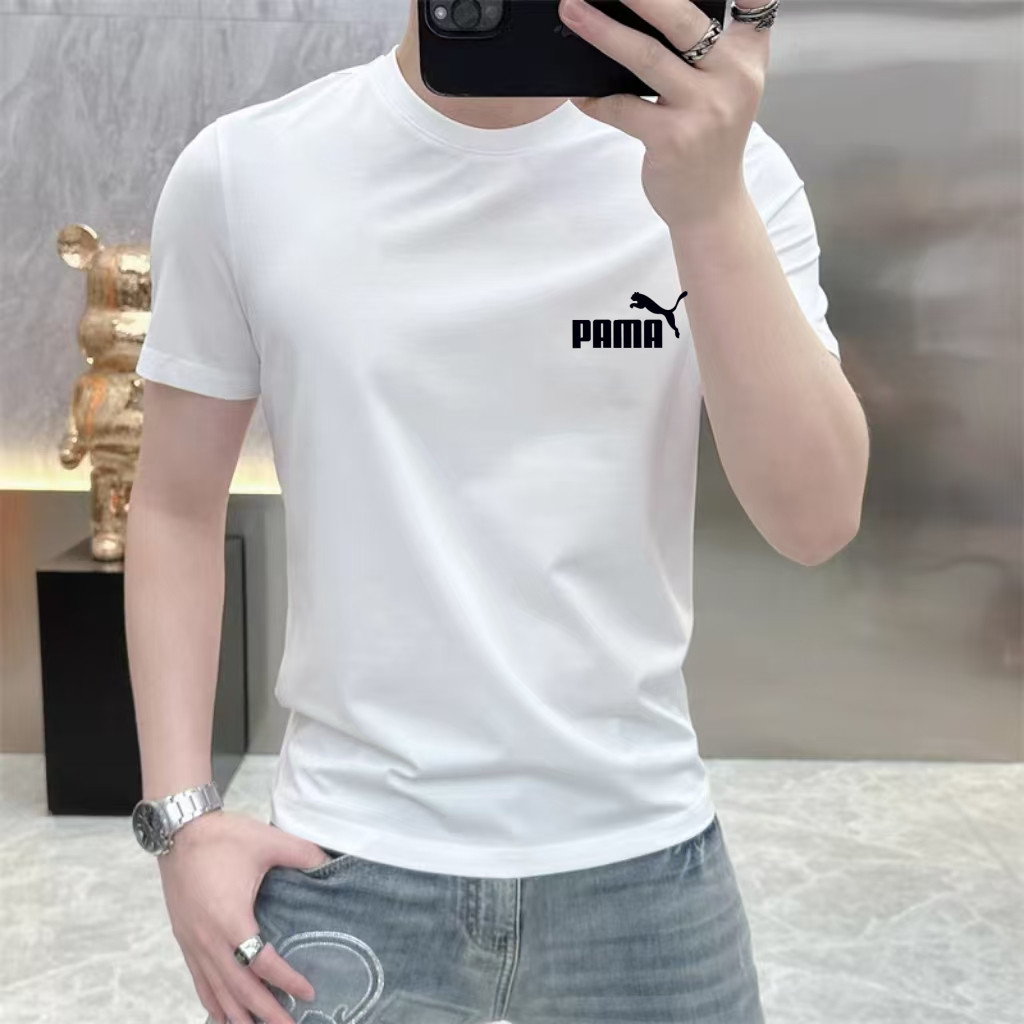 品牌纯棉短袖T恤男夏季轻奢风百搭圆透气圆领T恤衫领潮牌印花上衣