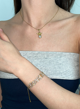 diy字母可调节金色手链