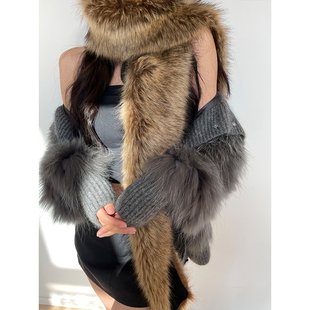 甜酷千禧辣妹风仿狐狸毛长款 保暖围巾仿皮草加厚时髦毛毛围脖