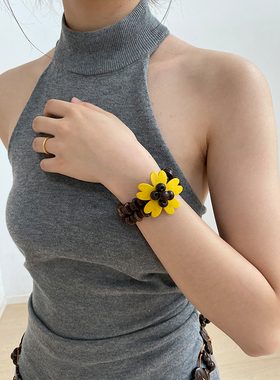 波西米亚风天然椰壳弹力手串