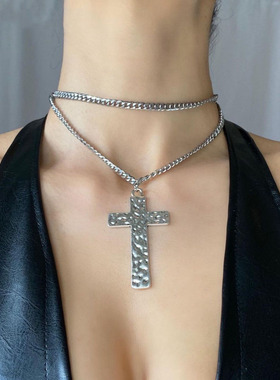 朋克风简约百搭十字架项链
