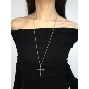 欧美简约感级感十字架长款 项链冷淡风时髦复古cleanfit百搭锁骨链