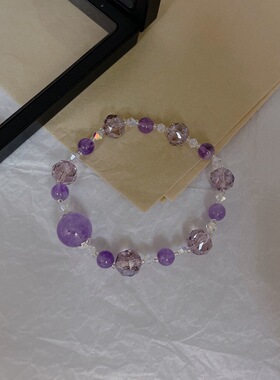 春夏小清新紫色水晶串珠原创手链闺蜜森系轻奢简约手串礼物