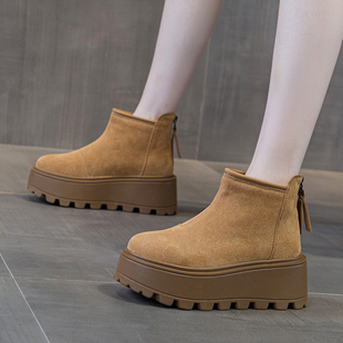 ZFCQ新款加绒加厚内增高马丁靴女款低帮2026冬季保暖二棉短靴棉鞋