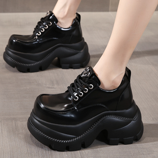 ZFCQ厚底内增高大头丑萌小皮鞋女款真皮2025秋冬潮休闲松糕乐福鞋