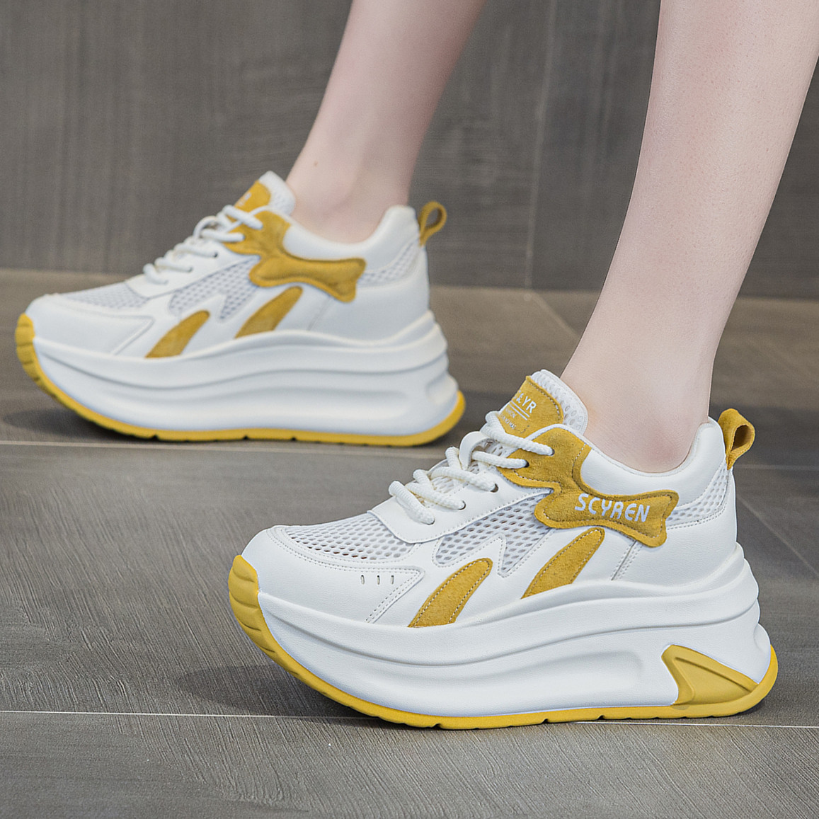 ZFCQ新款厚底内增高松糕单鞋女款真皮2026夏薄款8cm透气休闲凉鞋