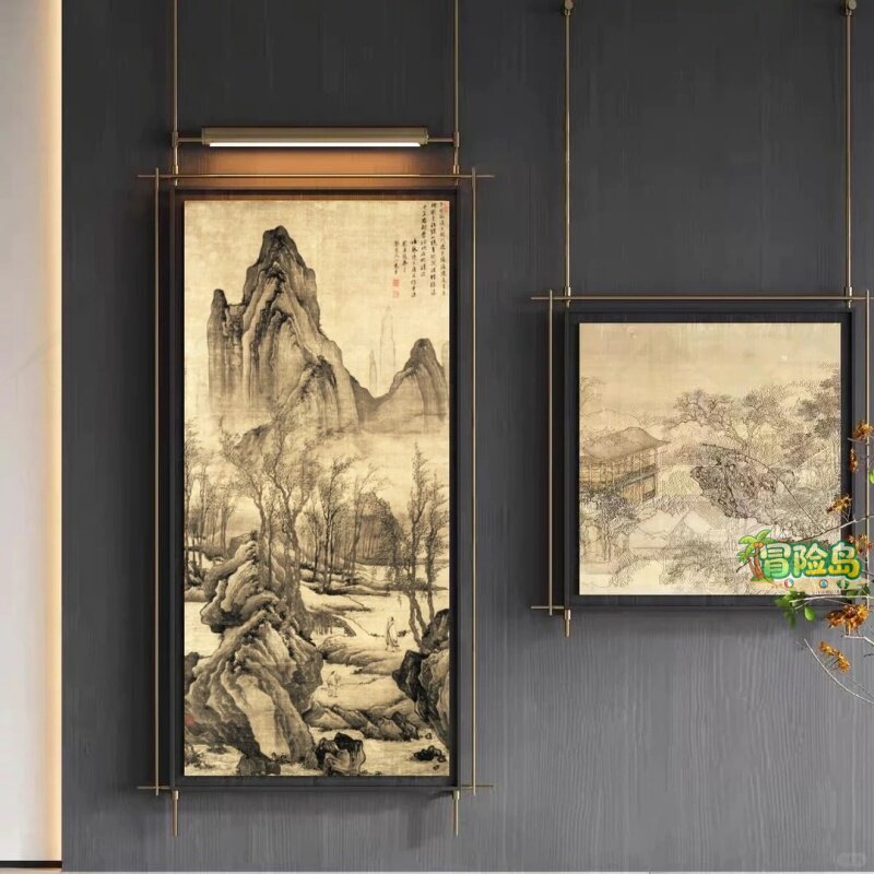 定制装饰画中式山水画手绘肌理画现代装饰画