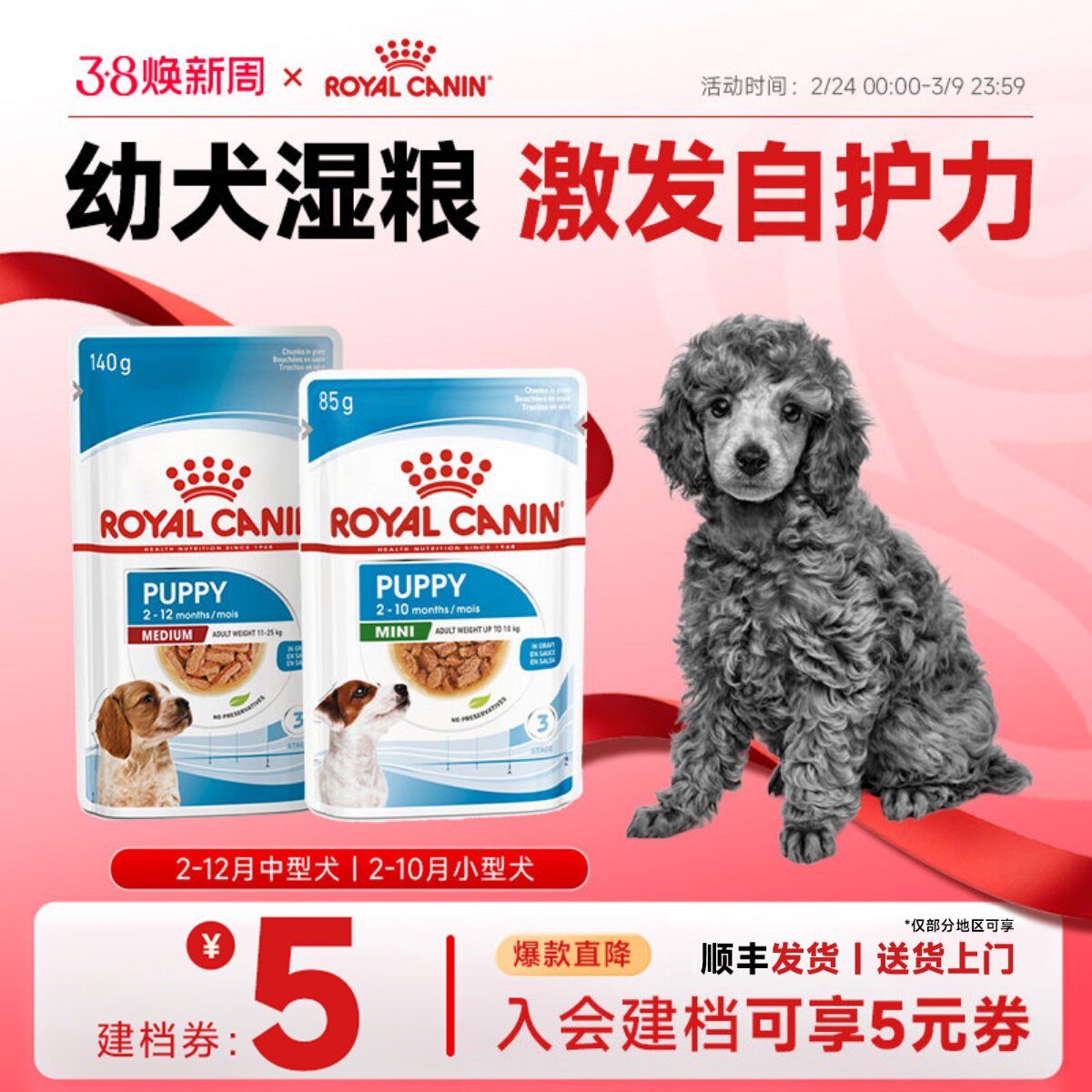 皇家狗粮小型中型犬幼犬湿粮全价主食级泰迪贵宾金毛狗狗湿粮