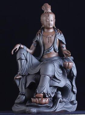 水月观音禅意风玄关会所陶瓷佛像