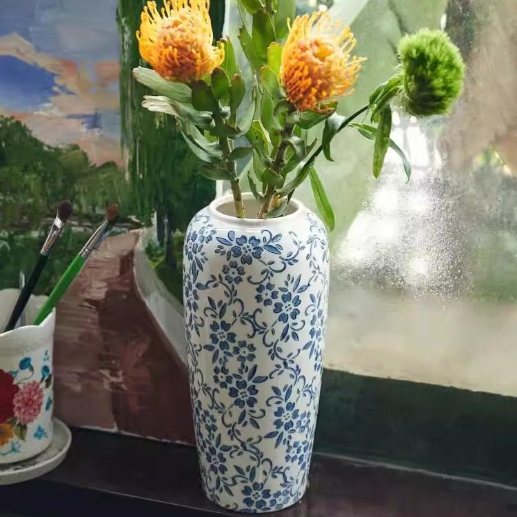 青花瓷陶瓷花瓶居家室内客厅卧室书房桌面装饰摆件手绘水培插花瓶