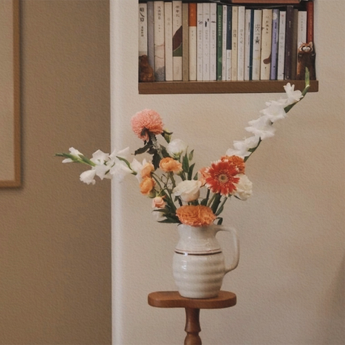 德国米黄色陶瓷花器瓶复古欧式陶瓷大容量凉水壶开水壶摆件装饰品